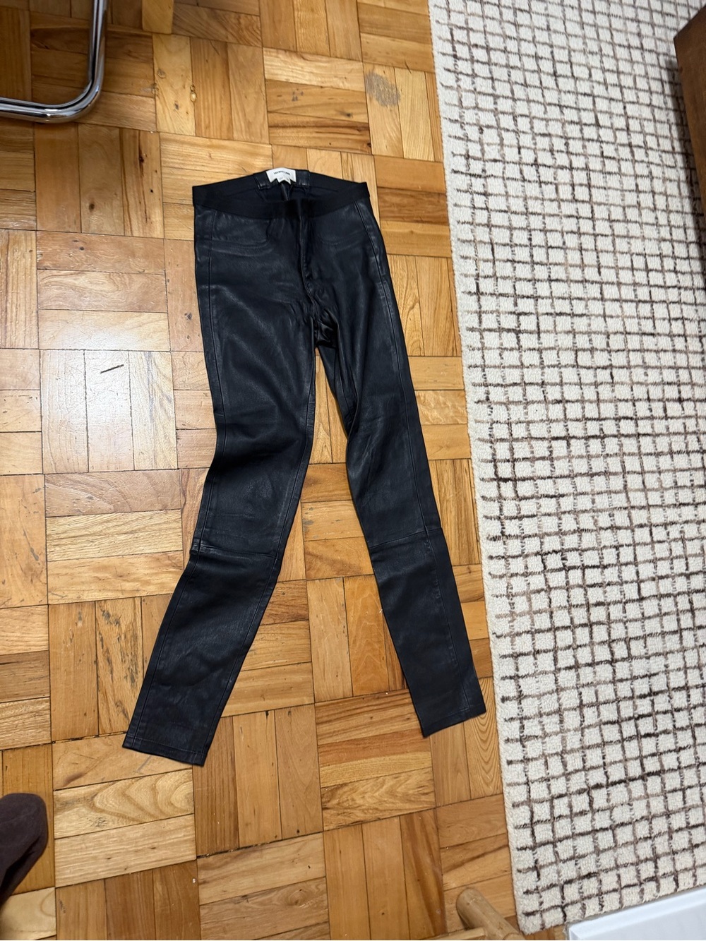 Helmut Lang Black Skinny Faux Leather Jeans